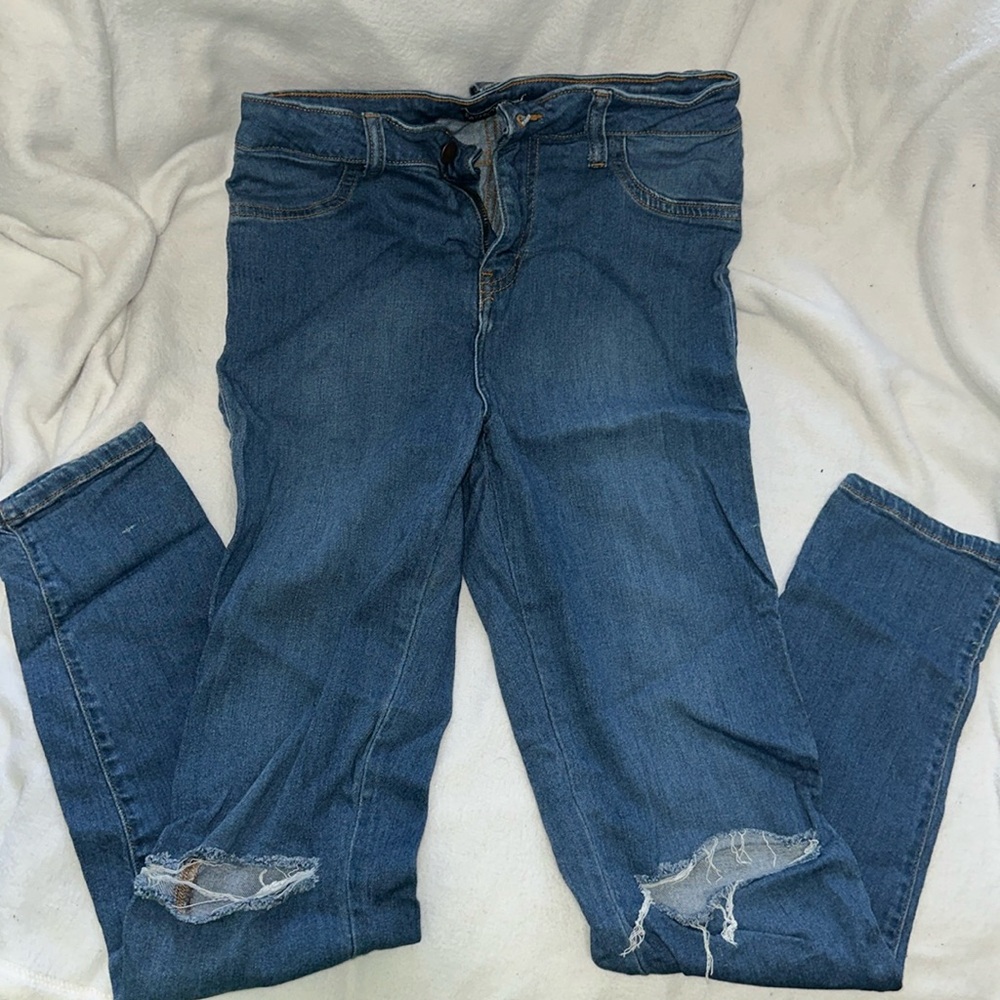 Fashion Nova High Top Jeans Skinny Ripped Knee Size 13